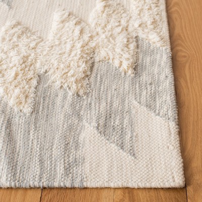 Grey and Ivory Hand-Knotted Wool Area Rug, 6' x 9'