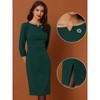 INSPIRE CHIC Women's 3/4 Sleeve Split Neck Wear to Work Business Sheath Dresses - 2 of 4