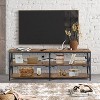 FurnitureR 63 Inch TV Stand with LED Lights and Power Station, Entertainment Center with Storage Shelves, USB Ports & Outlets, 70 Inch, Brown - 2 of 4