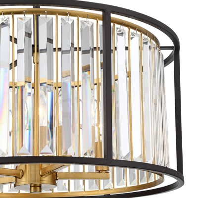 Bronze and Gold Crystal Drum Pendant Chandelier Light