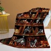 Boersma Vintage Kitten Flannel Blanket Cat in The Bookshelf Throw Blanket Librarian Book Lover Gifts Fleece Blankets for Bed Couch Sofa 50"x60" - 4 of 4
