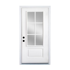 MAYEERTY New Design Fiberglass Composite Door Right Hand Inswing Entrance Door White Exterior Front Entry Doors with 4-9/16 Frame - 1 of 4