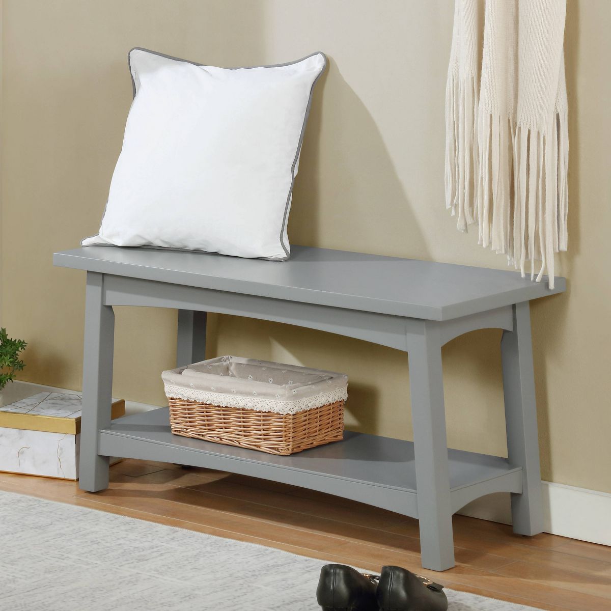 36" Craftsbury Wood Entryway Bench - Alaterre Furniture