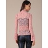INSPIRE CHIC Women's Floral Lace Mesh Mock Neck Long Bell Sleeve Casual Dressy Blouse - 4 of 4
