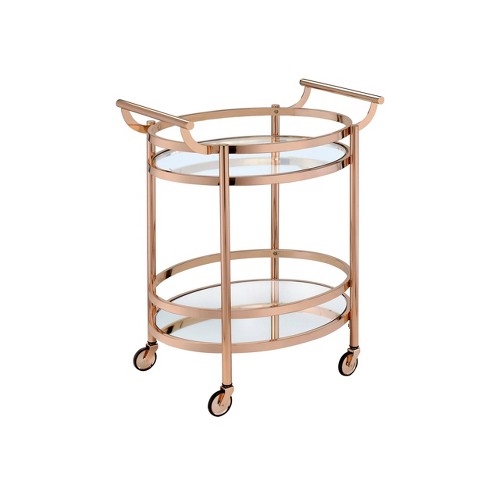 Acme Furniture Lakelyn Bar Serving Cart Clear Glass/Rose Gold Finish - image 1 of 4