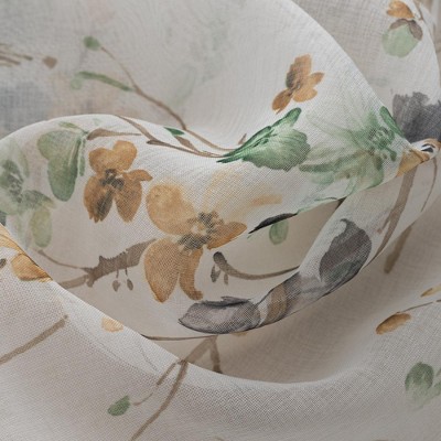 Sage Floral Sheer Light-Filtering Grommet Window Curtain Panels, 54" x 90"