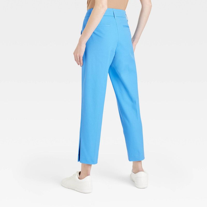 Women&#39;s Mid-Rise Slim Straight Fit Side Split Trousers - A New Day&#8482; Blue, 3 of 8