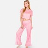 Anna-Kaci Lounge Women's Short Sleeve Lounge Set with Wide Leg Pants and Relaxed Fit - 3 of 4