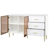 Buffet Sideboard with Faux Marble Top, Amber Tempered Glass Doors, Adjustable Shelves and Drawers, MDF Cabinet for Dining Room, Kitchen - 3 of 4