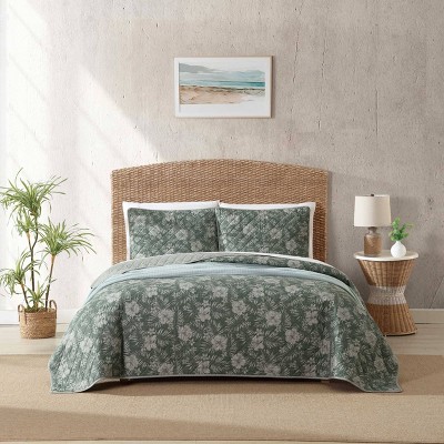 Tommy Bahama Hibiscus Jungle Quilt Set Green