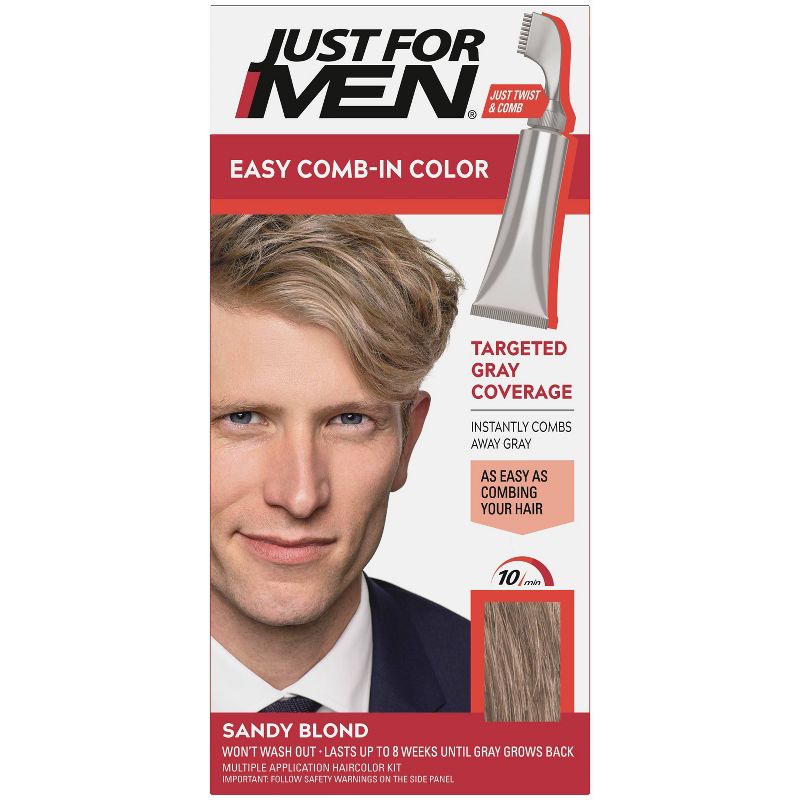 Just For Men Easy CombIn Color Gray Hair Coloring for Men with Comb Applicator - 1.2oz, 1 of 9