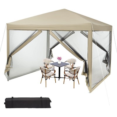 10 x 10 FT Pop Up Canopy, Party Tent with Mosquito Netting, Height Adjustable Instant Sun Shade, Portable Screen Shelter for Parties, Camping, Events