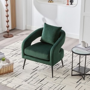 Kumasinova Modern Accent Chair with Open Back,Arm Chair with Metal Legs,Velvet Comfy Reading Chair,Cozy Sofa Chair for Living Room & Bedroom - 1 of 4