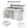 53.2" Two-Tier Kitchen Island Bar Cabinet, Farmhouse Kitchen Island Cart Rolling Table, Power Outlet & Adjustable Shelves - ModernLuxe - 4 of 4