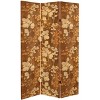 6 Double Sided Wood Inlay Pattern Canvas Room Divider Brown - Oriental  Furniture : Target