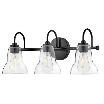 Vera Black 3-Light Vanity with Clear Glass Shades