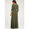 PinkBlush Olive Green Draped 3/4 Sleeve Maternity Maxi Dress - 3 of 4