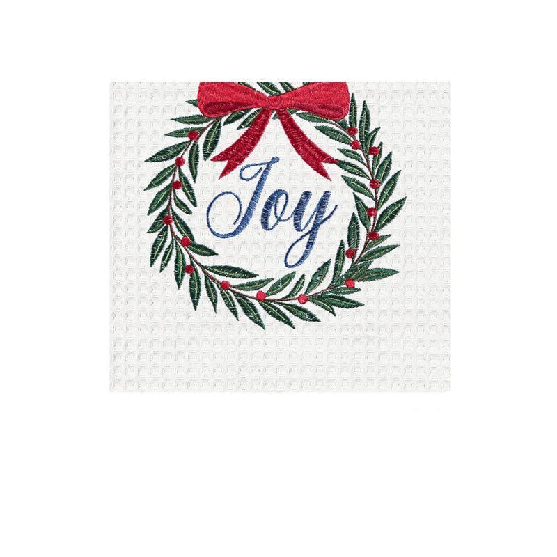 C&F Home 27' x 18" Christmas Holiday "Joy" Sentiment with Red Berry Wreath Cotton Waffle Weave Kitchen Dish Towel, 3 of 5