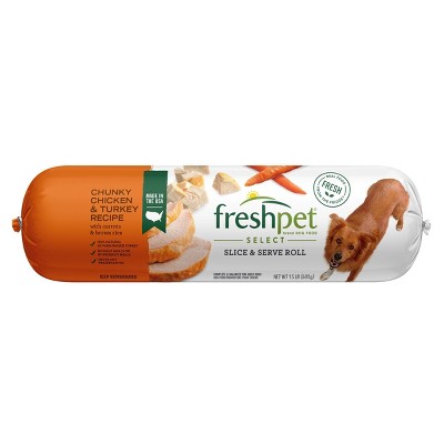 Freshpet Select Roll Chunky Chicken, Vegetable & Turkey Recipe Refrigerated Wet Dog Food - 1.5lbs