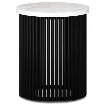 Karl Metal Accent Table White Marble/Black - WyndenHall