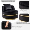 Racxily 360 Degree Swivel Accent Chair, Velvet Modern Upholstered Barrel Chairs, Over-Sized Soft Chair with Seat Cushion - 3 of 4