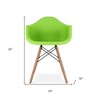 HomeRoots Green And Natural Heavy Duty Plastic And Solid Wood Dining Arm Chair - 3 of 4