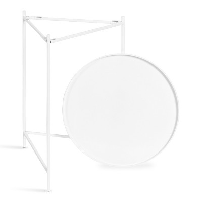 Modern Geometric White Round Metal Nesting Tables Set