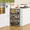 Itopfox 4-Tier Slim Rolling Storage Cart with Wood Top, Metal Frame for Kitchen, Bathroom, Laundry Room, Office Organizer Trolley with Handle - 2 of 4