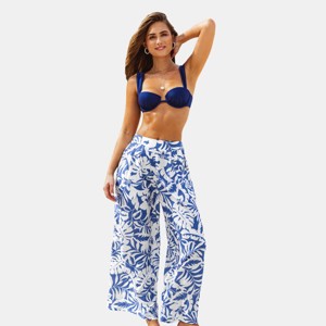 Women's Tropical Floral Print Beach Pants - Cupshe - 1 of 4