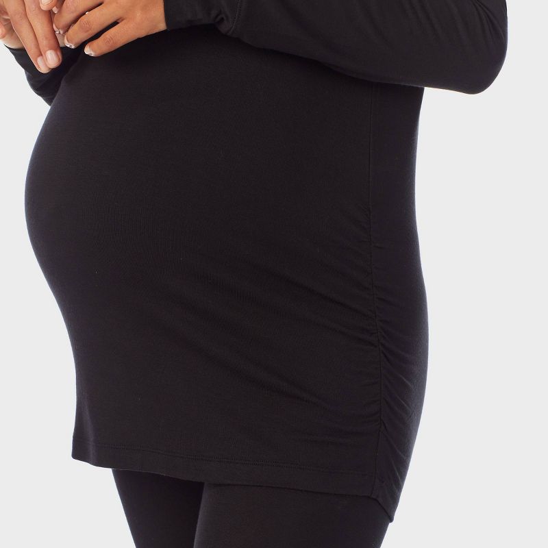 Warm Essentials by Cuddl Duds Smooth Stretch Thermal Maternity Henley Top - Black, 5 of 8
