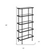 HomeRoots 68" Black Metal And Glass Five Tier Standard Bookcase - 3 of 4