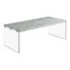 44" Laminate & Tempered Glass Rectangular Coffee Table with Sturdy Base and Contemporary Design for Living Room - 2 of 4