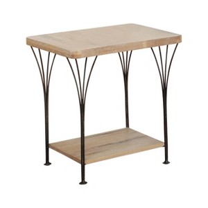 Thetford End Table Wood and Metal Washed Wood - Alaterre Furniture, Brown