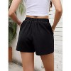Womens High Waisted Pleated Tie Waist Casual Shorts Elastic Waist Wide Leg Shorts - 3 of 4