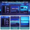 Pinmoco 63" LED TV Stand, Marble Entertainment Center with Bookshelves & Cabinet - 4 of 4