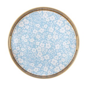 Totalee Gift Royal Floral Plastic Serving Tray Ceramic Blue - 1 of 3