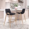 Faux Leather Counter Stool 35.6" H Black With Gold Electroplated Steel Frame and Armrests by Zuo Modern (Set of 2) - 2 of 4