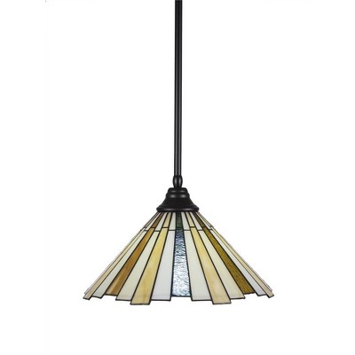 Toltec Lighting Any 1 - Light Pendant in  Matte Black with 16" Sequoia Art Glass Shade