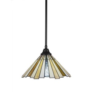 Toltec Lighting Any 1 - Light Pendant in  Matte Black with 16" Sequoia Art Glass Shade - 1 of 1