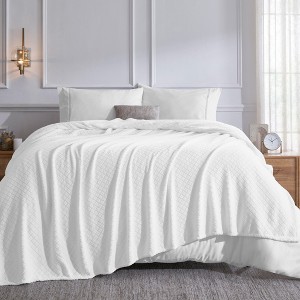 Plush Textured Quilted Diamond Fleece Blanket by Blue Nile Mills - 1 of 4