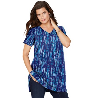 Roaman's Women's Plus Size Short-sleeve V-neck Ultimate Tunic - 1x ...