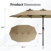 FONTOI Double Sided Outdoor Umbrella with Crank Handle, Rectangular Market Umbrella with 12 Ribs for Patio, Deck, Brown, 106.2"*94.5"*181.1" - 3 of 4