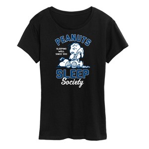 Women's - Peanuts - Linus and Snoopy Sleep Society Since 1950 Short Sleeve Graphic T-Shirt - 1 of 4