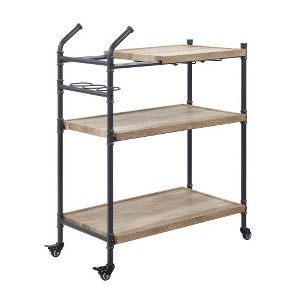 3-Tier Industrial Rolling Utility Cart with Metal Water Pipe Frame & Shelves  Mobile Storage Rack for Kitchen, Office, or Living Room - 1 of 3