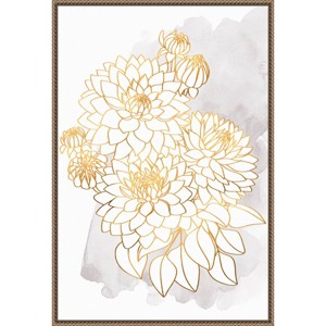 Amanti Art 23"x33" Dahlia Bouquet in Gold and Gray by Rosana Laiz Blursbyai Framed Canvas Wall Art Print Bronze : Vertical Lithograph - 1 of 4