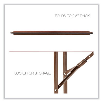 Alera Mahogany Rectangular Wood Folding Table with Steel Legs