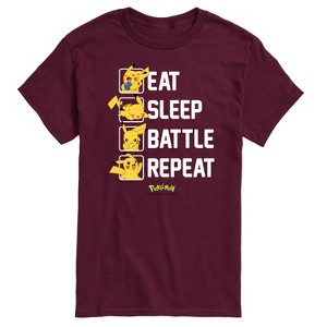 Men's - Pokémon - Eat Sleep Battle Repeat Short Sleeve Graphic T-Shirt - 1 of 4