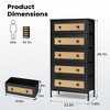 Pellebant 5 Drawers Rattan dressers for bedroom Storage Tower Tall Fabric Dresser Wood Top Wood Handles - 2 of 4