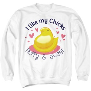 Peeps Easter I Like My Chicks Fluffy and Sweet Unisex Adult Crewneck Sweatshirt - 1 of 4