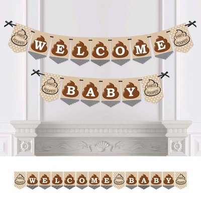 Big Dot of Happiness Party 'Til You're Pooped - Poop Emoji Baby Shower Bunting Banner - Poop Party Decorations - Welcome Baby